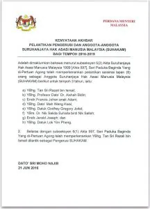 SUHAKAM Press Statement