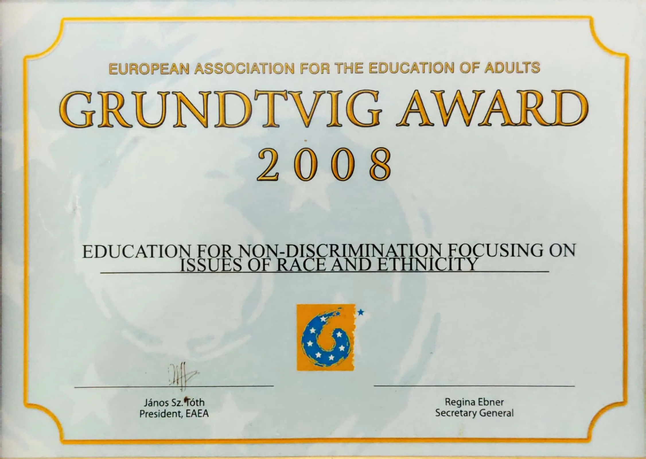 EAEA Grundtvig Award 2008 Cert
